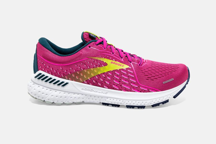 Brooks Adrenaline GTS 21 Womens Australia - Road Running Shoes - Pinkwhite (664-UFBJR)